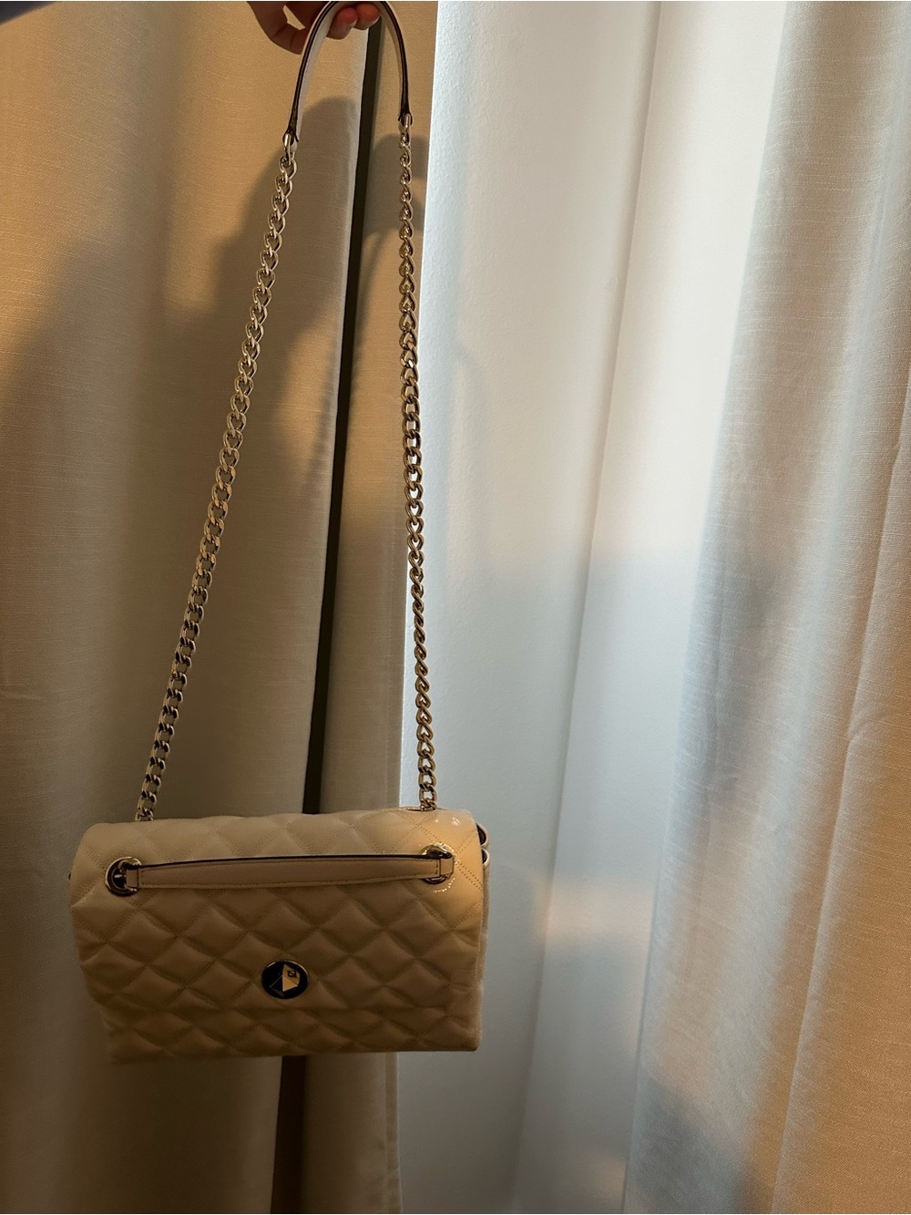 kate spade Quilted Cream Shoulder Bag with Chain Strap